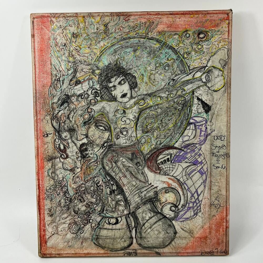 Drag King Original Abstract Figurative Painting Signed Mixed Media Canvas 20x16